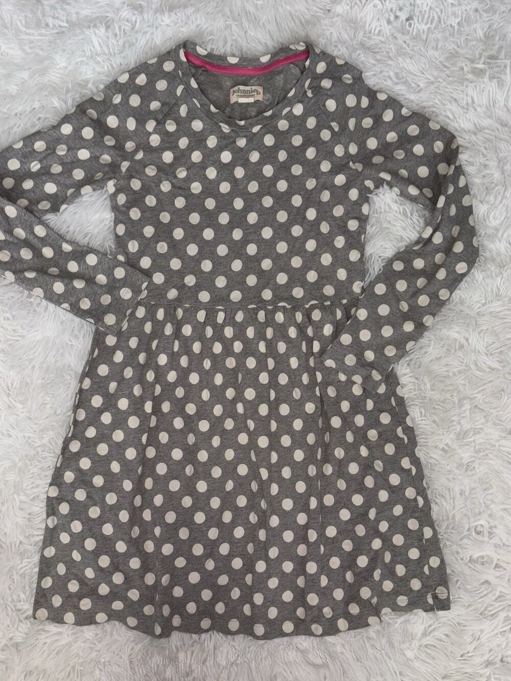 Johnnie B Sz. 9/10 Long Sleeved Gray Polka Dot Dress. Adorable, Exc. Qual. Cute